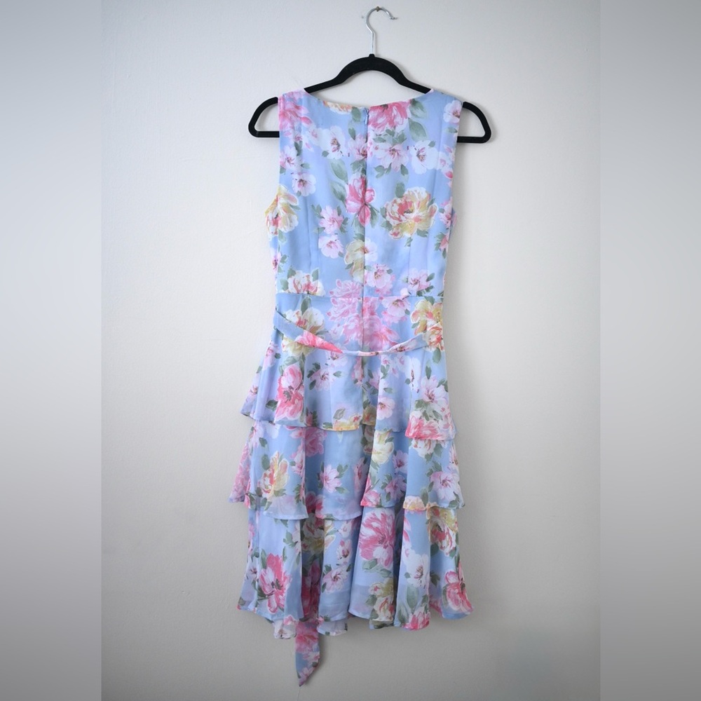 Womens Sz 6 Floral Tiered Midi-Dress - Chetta B - NWOT Pastel Easter - Picture 5 of 11